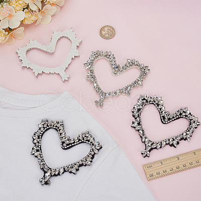 4Pcs 2 Styles Glass Rhinestone Iron on/Sew on Patches PATC-FG0002-71-1