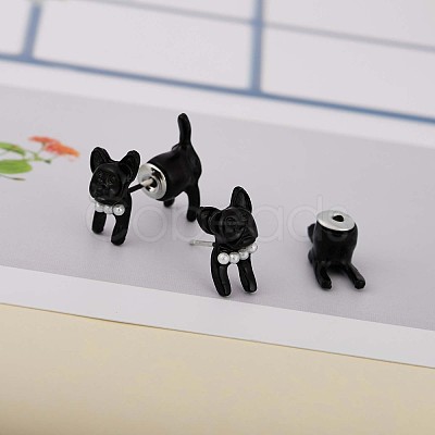 Alloy Cartoon Dog Front Back Stud Earrings JE913A-1