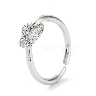 Knot Rack Plating Brass Micro Pave Clear Cubic Zirconia Open Rings RJEW-D020-10P-1