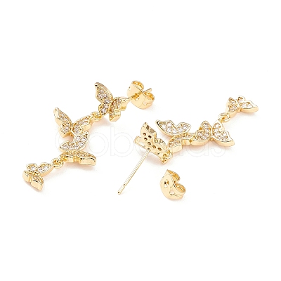 Cubic Zirconia Butterfly Dangle Stud Earrings X-EJEW-I263-03G-1