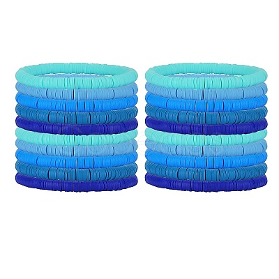 Polymer Clay Heishi Surfer Stretch Bracelets Set BJEW-SW00128-1