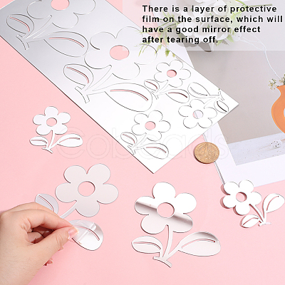 Flower Acrylic Mirror Wall Stickers DIY-WH0449-94-1