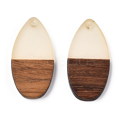 Walnut Wood & Luminous Glow in the Dark Resin Pendants RESI-N039-77-1