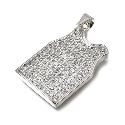 Brass Micro Pave Clear Cubic Zirconia Pendants CU-CBA108A-10P-1