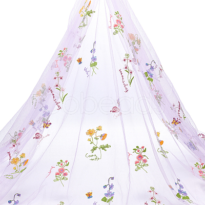 2 Yards Polyester Embroidery 3D Flower Mesh Fabrics DIY-WH0622-383D-1
