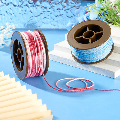 2 Rolls 2 Colors Segment Dyed Round Polyester Twisted Cords OCOR-TA0003-59D-1