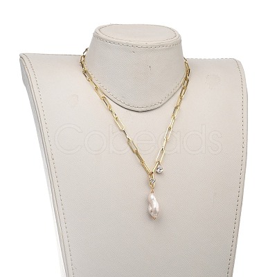 Natural Baroque Pearl Keshi Pearl Pendant Necklaces NJEW-JN02909-01-1