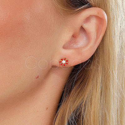 Real 18K Gold Plated 201 Stainless Steel Stud Earrings for Women TL9676-4-1