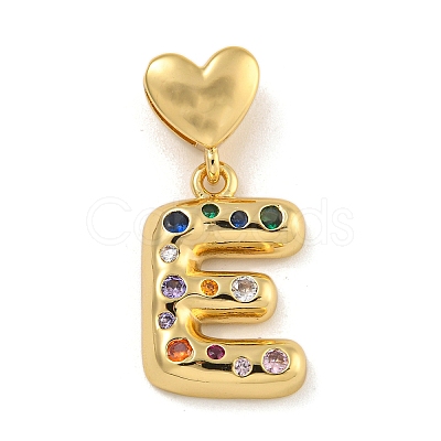Brass Micro Pave Colorful Cubic Zirconia Pendants KK-P281-01G-E-1