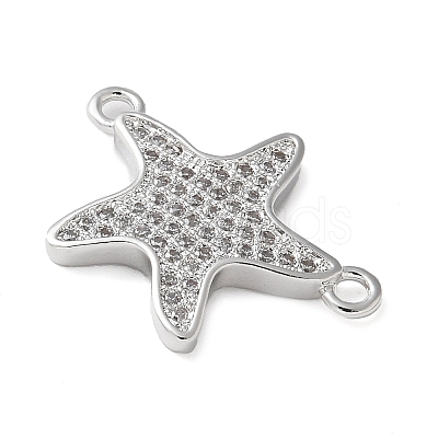 Brass Micro Pave Clear Cubic Zirconia Connector Charms KK-C086-14P-01-1