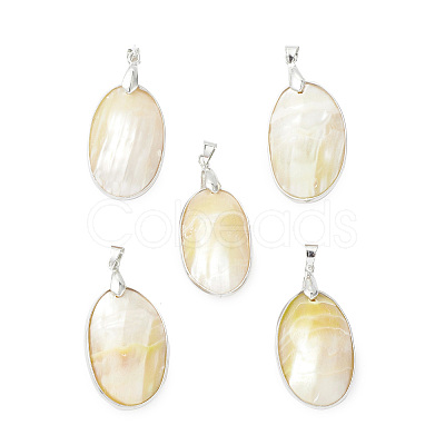 Natural Sea Shell Pendants SHEL-F005-04P-1