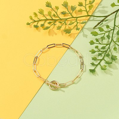 Brass Paperclip Chain Bracelets BJEW-JB05736-1