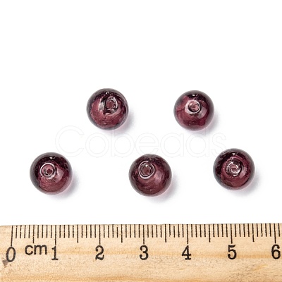 Round Handmade Lampwork Silver Foil Glass Beads X-SLR10MM18Y-1