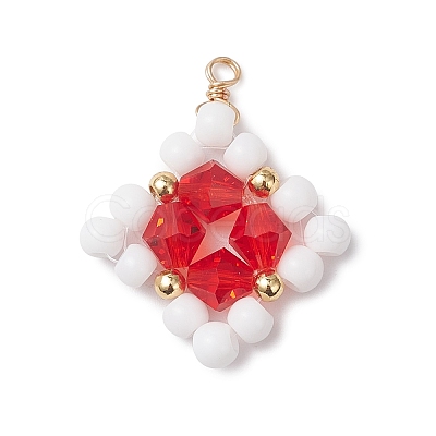 4Pcs 4 Colors Glass Pendants PALLOY-TA00354-1