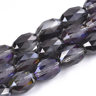 Electroplated Glass Beads Strands X-EGLA-T015-02B-01-1