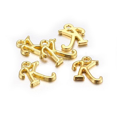 Golden Plated Alloy Letter Pendants X-PALLOY-J718-01G-K-1