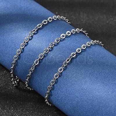 12Pcs 2.8MM 304 Stainless Steel Textured Cable Chain Necklaces for Men Women NJEW-H093-18P-01-1