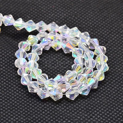 Imitate Austrian Crystal Electroplate Bicone Glass Bead Strands X-GLAA-F029-3x3mm-A01-1