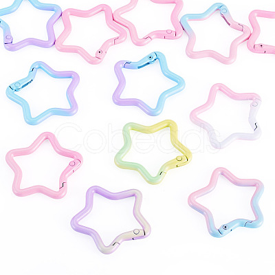 12Pcs Spray Paint Alloy Spring Gate Rings FIND-TA0010-90-1