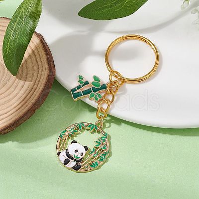 Panda & Bamboo Alloy Enamel Pendant Keychains KEYC-JKC00629-04-1