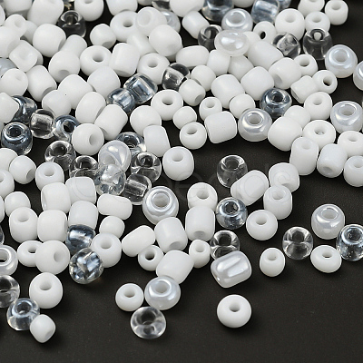 10 Style 12/0 & 8/0 Round Transparent & Silver Lined Round Hole & Trans & Opaque Colours Seed & Ceylon Glass Seed Beads SEED-YW0001-35-1