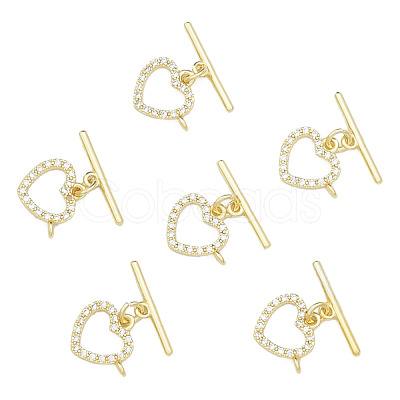 Brass Micro Pave Clear Cubic Zirconia Toggle Clasps KK-N259-03-1