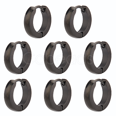 4 Pairs 304 Stainless Steel Chunky Huggie Hoop Earrings EJEW-UN0001-87-1