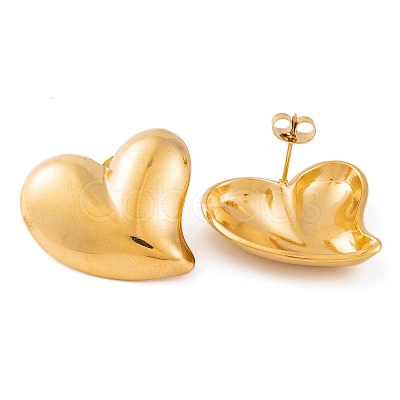 Ion Plating(IP) Heart 304 Stainless Steel Stud Earrings for Women LS-EJEW-L272-033G-03-1