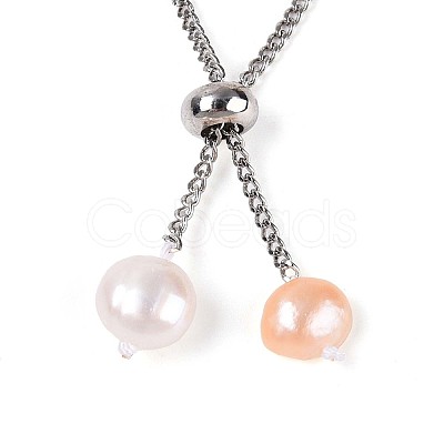 Adjustable Pearl and Brass Beaded Slider Bracelets BJEW-T022-15C-1
