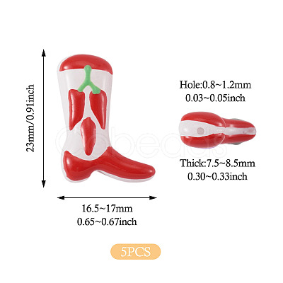 5Pcs Boot Baking Paint Glass Enamel Beads LAMP-TADJ0001-08E-1