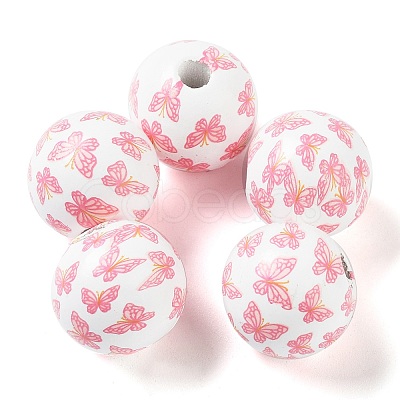 Easter Theme Printed Wood European Beads WOOD-M010-02H-1