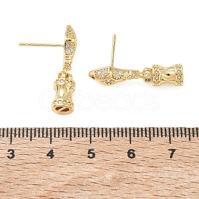 Brass Pave Cubic Zirconia Stud Earring Findings KK-C172-08G-1