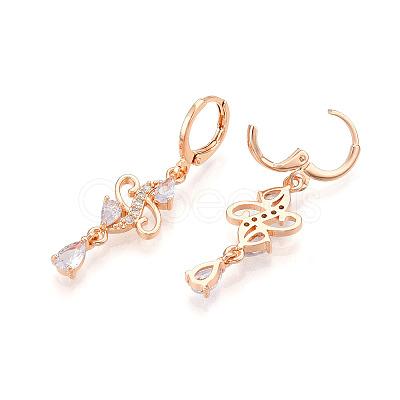 Brass Micro Pave Cubic Zirconia Dangle Leverback Earrings EJEW-N058-08G-1
