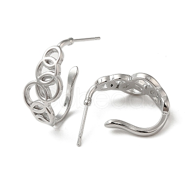 Brass Ring Stud Earrings EJEW-C070-01P-1