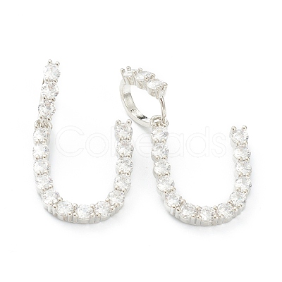 Brass Micro Pave Clear Cubic Zirconia Pendants ZIRC-J039-18P-U-1
