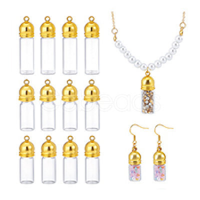 12Pcs 3 Styles Clear Glass Wish Bottle Pendants FIND-PH0024-30G-1