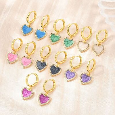 Brass Micro Pave Cubic Zirconia Hoop Dangle Earrings KK-CBA8324-16G-1