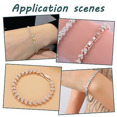 6Pcs 3 Colors Brass Clear Cubic Zirconia Fold Over Clasps FIND-HY0004-04-1