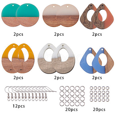 6 Pairs DIY Dangle Earring Making Kits DIY-SC0007-05-1