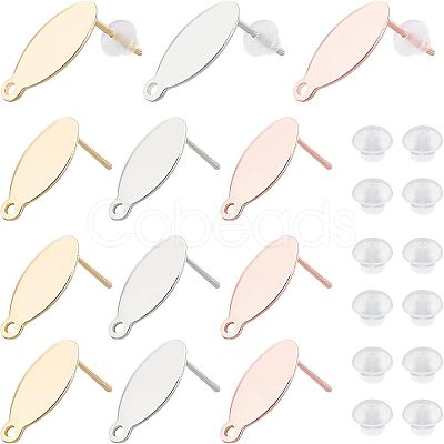 30Pcs 3 Colors 304 Stainless Steel Stud Earring Findings STAS-UN0017-99-1