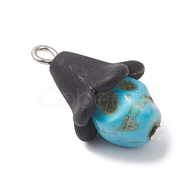 Dyed Synthetic Turquoise Pendants PALLOY-JF04264-1