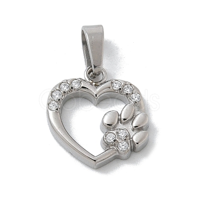 304 Stainless Steel Micro Pave Cubic Zirconia Pendants STAS-Z107-04P-09-1