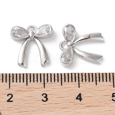 Brass Micro Pave Clear Cubic Zirconia Charms KK-G491-29P-1