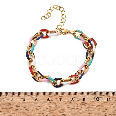 304 Stainless Steel Cable Chains Bracelets BJEW-P351-03G-1