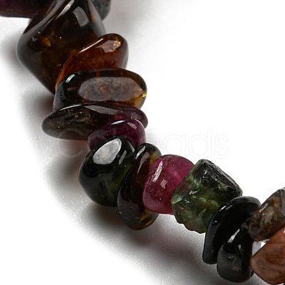 Natural Multicolor Tourmaline Chip Beaded Stretch Bracelet X-G-H294-01A-01-1