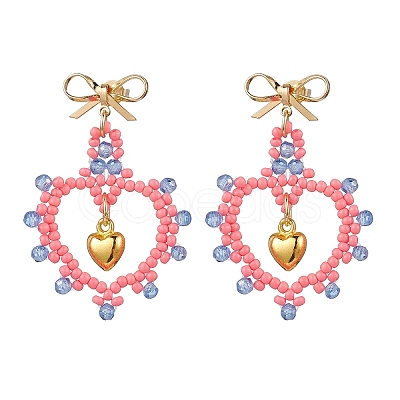 Glass Seed Beads Dangle Stud Earrings EJEW-MZ00396-05-1