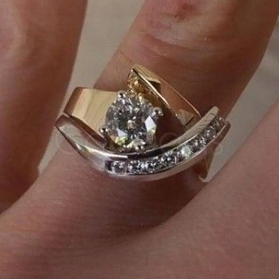 Brass Micro Pave Clear Cubic Zirconia Finger Rings FS-WG8456F-02-1
