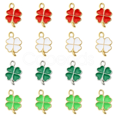 16Pcs 4 Colors Rack Plating Alloy Enamel Pendants ENAM-FS0001-76-1