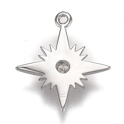 Eco-Friendly Brass Micro Pave Clear Cubic Zirconia Pendants X-ZIRC-H106-02P-1