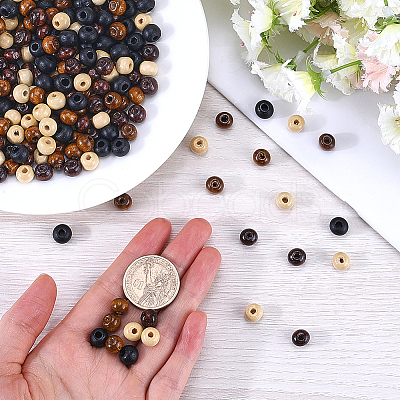 400Pcs 4 Styles Natural Wood Beads WOOD-GF0002-15A-1